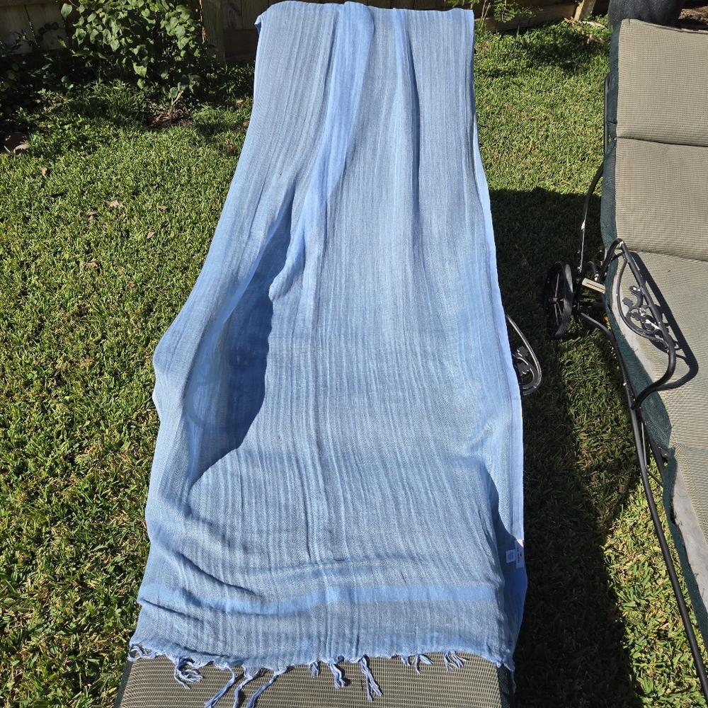 Love Quotes Large Light Blue Linen Blend Scarf 36x73"